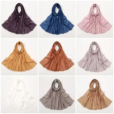 Women Plain Satin Shawl Wrap Scarf Headscarf Summer Long Wide Shiny Scarves