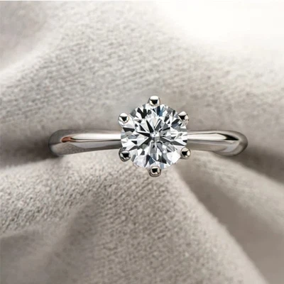 Verlobungsring 925 Silber plattiert Damen Ring Stein Zirkonia 1ct verstellbar - Bild 1 von 4