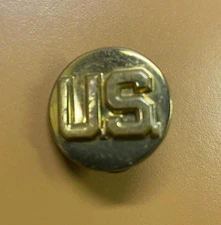 US Military Army Enlisted Insignia WWII Gold Color Metal Collar Pin Lapel B4