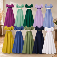 Regency High Waisted Ball Gown Tea Dress Vintage Costume for Women Long Dress