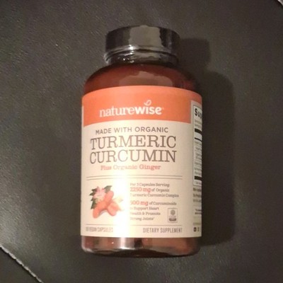 NatureWise Turmeric Curcumin + Ginger BioPerine Capsules 180 2250mg Exp 10/2028