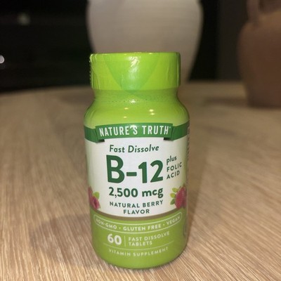 Nature's Truth B-12 2,500 mcg Plus Folic Acid Fast Dissolve Tablets Berry 60 ea