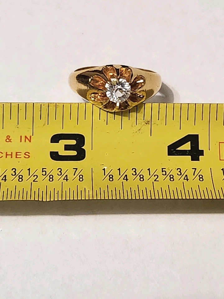 18K Yellow Gold HGE 1CT Cubic Zirconia Solitaire Cocktail Wedding Ring Size 7 - Image 4 of 4