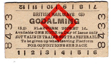 Railway platform ticket: B.R.(S): GODALMING, 1957