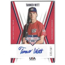 2019 Panini USA Baseball Stars & Stripes 135/167 Tanner Witt #16U-TW Auto Signed