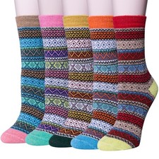 Wool Socks for Women, 5 Pairs Winter Warm Crew Boot Socks