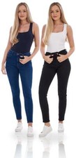 Ladies Mid Waist Stretch Pockets Denim Super Skinny Jeans
