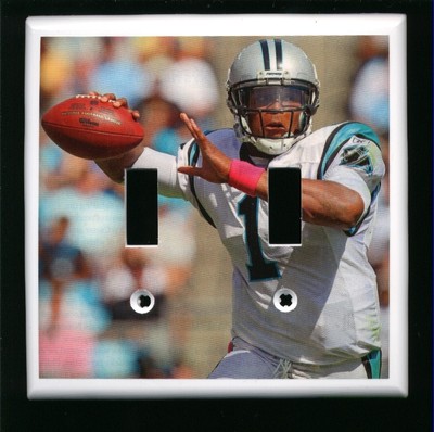 CAM NEWTON DOUBLE LIGHT SWITCH PLATE CAROLINA PANTHERS