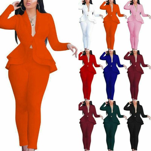 Women Ruffle Suit Blazer Jacket \u0026 Pant 