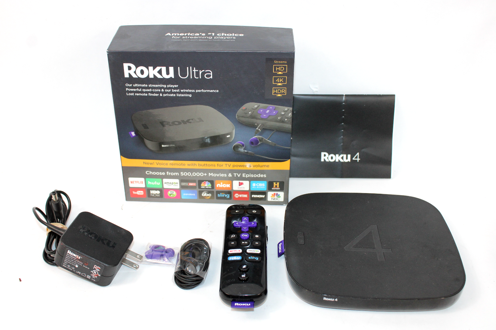 Roku Ultra Streaming Media Player 4K/HD/HDR 4660X2 JBL Headphones Voice ...