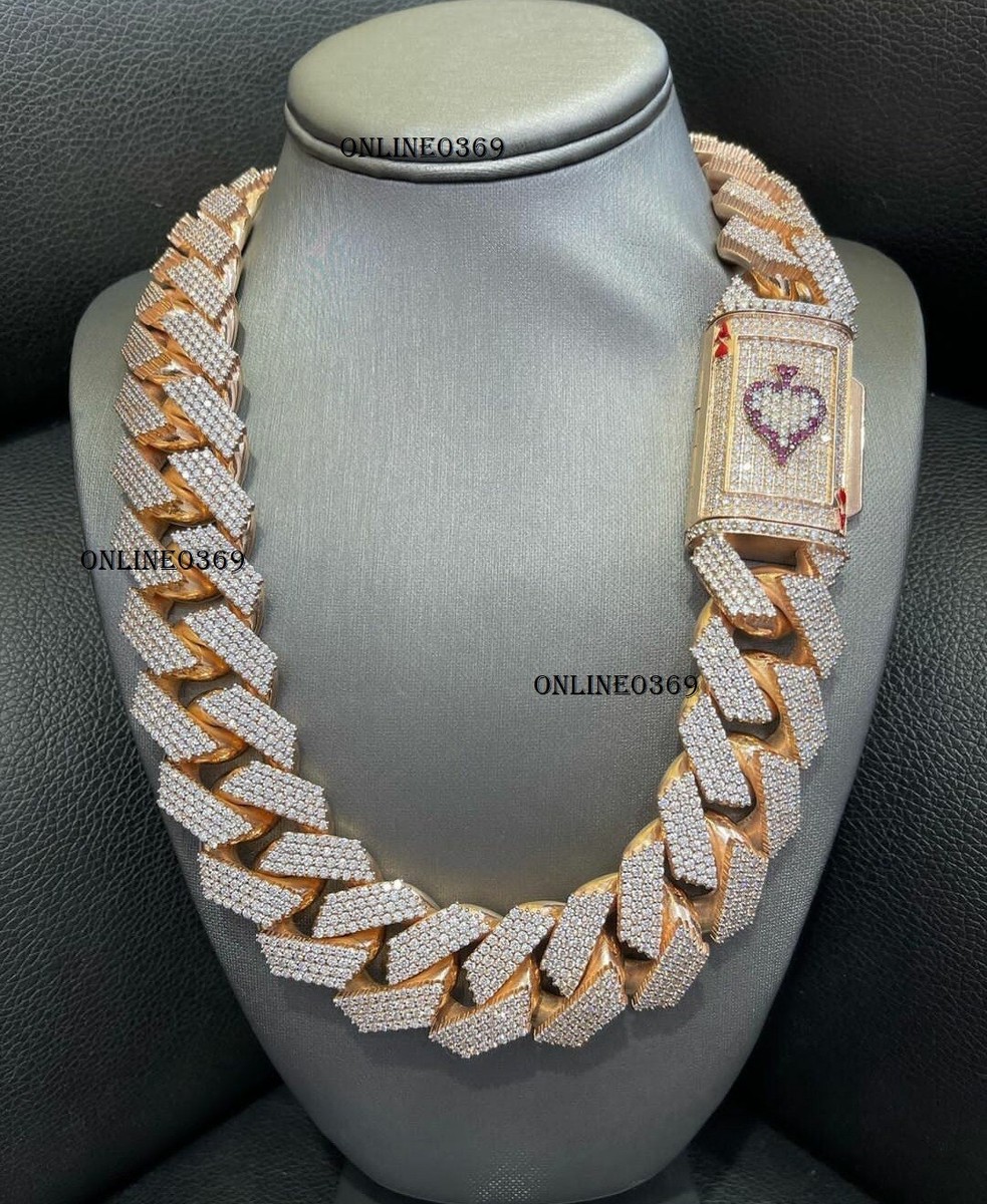 IRIDIUM イリディウム Miami Cuban Link ネックレス♪ Men's Custom Round Cubic Zirconia 22mm x 20