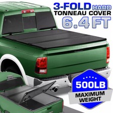 6.4ft 3-fold Frp Hard Tonneau Cover For 2002-2026 Dodge Ram 1500 2500 Truck Bed