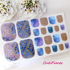 Image of Nail Art Stickers Self Adhesive Full Toe Polish Wraps Gold Glitter Marble T271m
