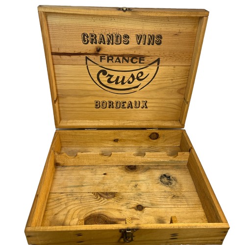 Retro VTG Brands Vins Cruse Bordeaux Wooden Wine Box Crate Empty 14.5x12x4