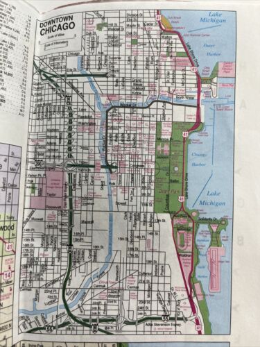 Illinois IL State Highway Map Road VTG 1990 Chicago Decatur Bloomington Peoria