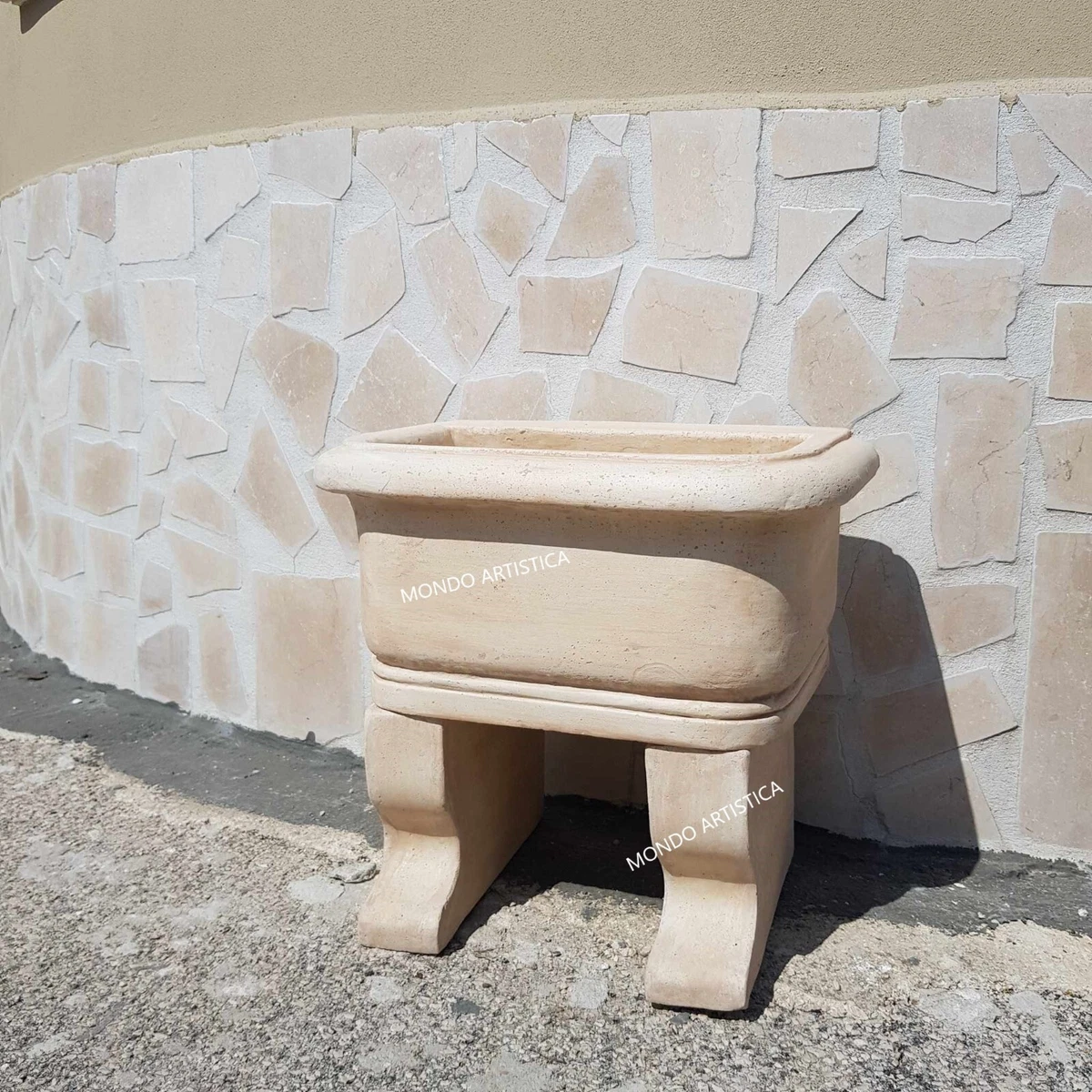 Fontana Da Parete Imperiale In Cemento E Marmo - Mondo Artistica - H 182 Cm
