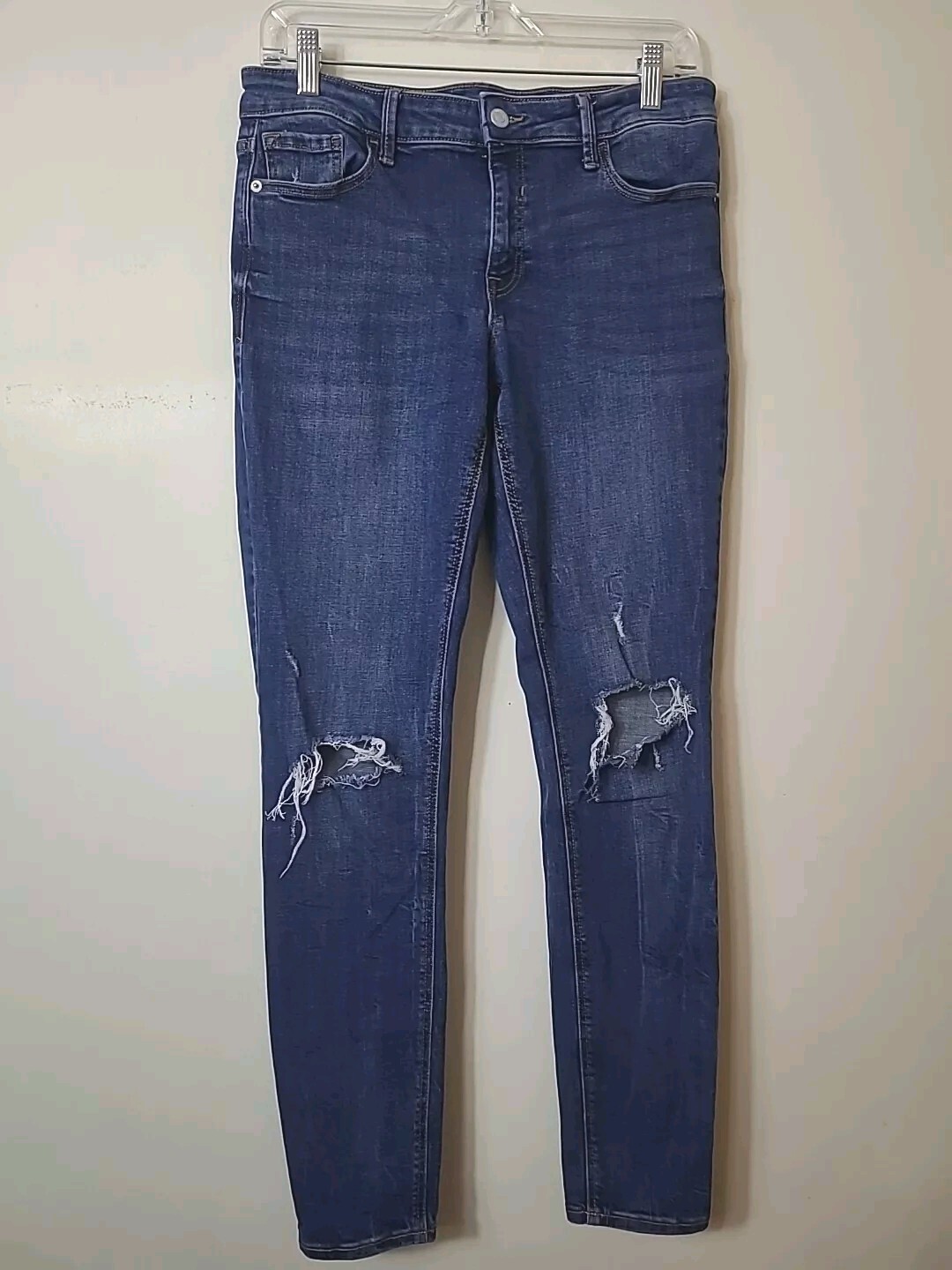 Old Navy Rockstar Super Skinny Mid Rise Medium Dark Wash Stretch Jeans 8 Long