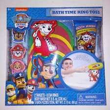Paw Patrol Kids Bath Time Ring Toss Toy Body Wash Targets Fizzies Eva Rings