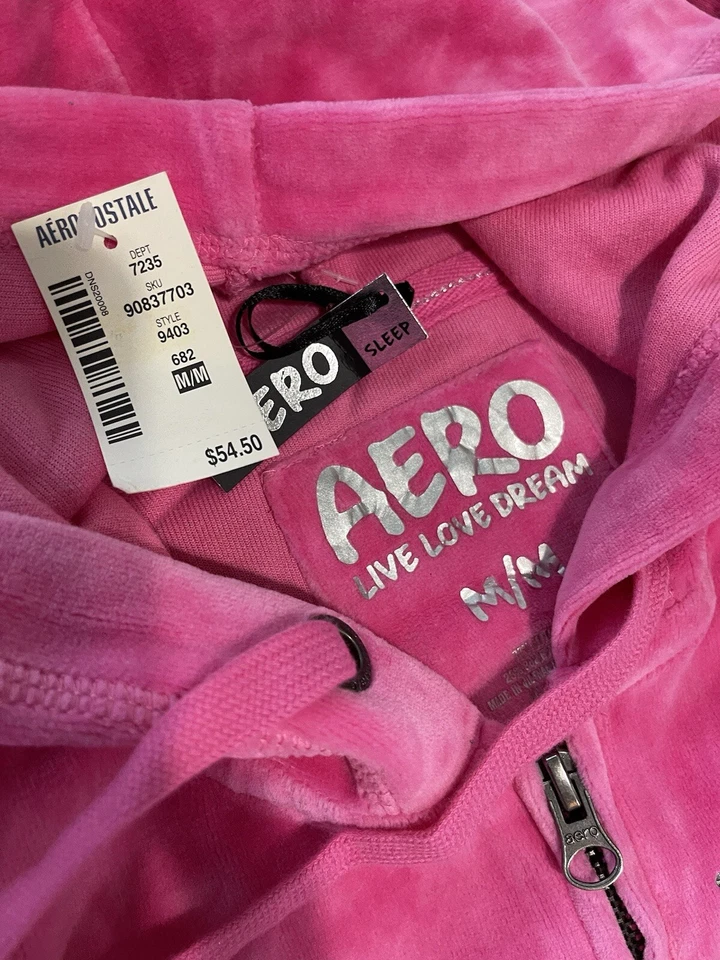 Sudadera con Capucha Aeropostale Terciopelo Rosa Estrás 87 Damas Talla M Nueva Con Etiquetas Foto 2 de 3