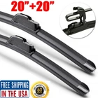 20"&20" Front Windshield Wiper Blades Bracketless J-Hook High Quality Rubber Kit