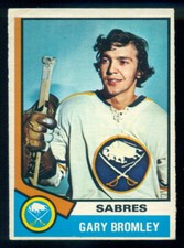 1974-75 OPC O PEE CHEE HOCKEY #7 GARY BROMLEY EX-NM BUFFALO SABRES Card