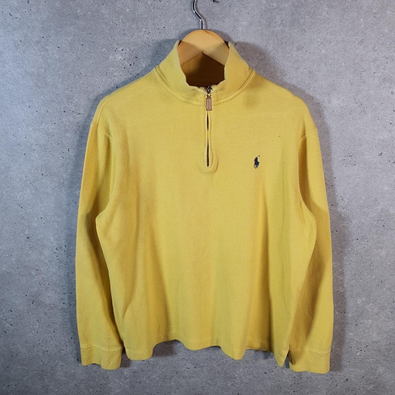 Polo Ralph Lauren vintage 1 4 zip felpa uomo giallo medio pullover pony