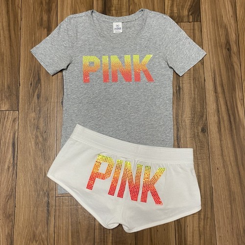 pink victoria secret two piece set