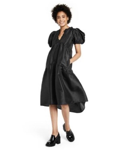 Kika Vargas x Target Dress XXS Black Tiered Ruffle Edge Puff Sleeve Midi  NWT 196761010935 | eBay