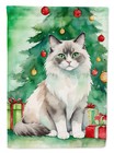 Ragdoll Cat By The Christmas Tree Flag