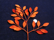 Vintage Millinery Flower 1" Leaves All Red Leaf Spray Satiny C12