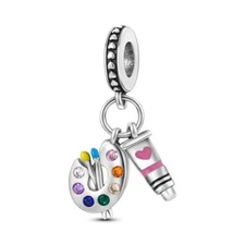MULA S925 Sterling Silver Charm Enamel AAA CZ Color Palette For Women Bracelet
