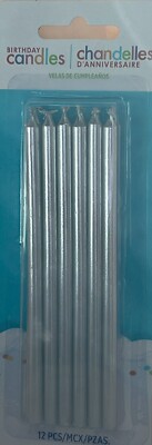 Amscan 12ct. Silver 4.75'' Birthday Candles Cake Decoration Party Supply New!!!
