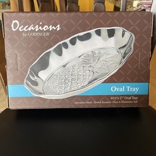 Godinger Metal Tropical Pineapple Bread Tray Silver Art Platter NIB