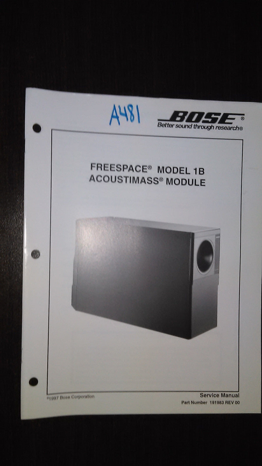 Bose Service Manual Freespace Model 1B Acoustimass Module Original repair book