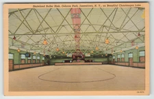 Postcard Linen Skateland Roller Skating Rink in Jamestown, NY.