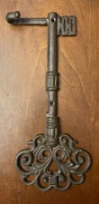 13" Cast Iron Skeleton Key Wall Decor Hanging Long Heavy Victorian VTG Rustic