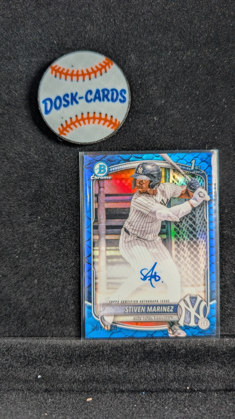 2025 Bowman Chrome Prospect Auto #CPA-SMA Stiven Marinez /150 Blue Rept Refract