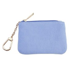 Corduroy Keychain Coin Purse Medium Size Change Purse, Keychain Sky Blue