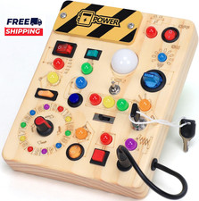 Busy Board with LED Light Switches Montessori Toys for 1 2 3 Years Old Toddlers