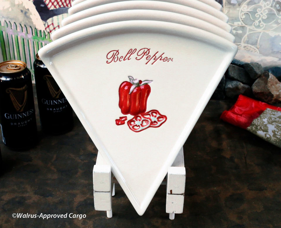 PLATOS PARA REBANADAS DE PIZZA DE GRANERO DE CERÁMICA (6) -NUEVO- DIVERTIDO, LA PRÁCTICA DE SERVIR ES FÁCIL COMO EL PASTEL Foto 4 de 4