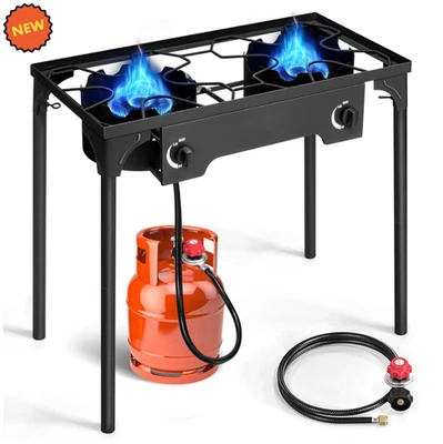 Estufa De Gas 2 Quemadores Propano Para Exterior Patio Cocinar Afuera En Oferta