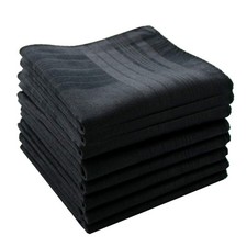 Assorted Striped Men's Pocket Handkerchiefs 100 Cotton Soft Hankies Black 3 PCS