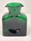 BLENKO STYLE Glass Dark Emerald Green Double Spout Carafe / Pitcher