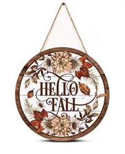 WELCOME Sign Country 10  Round Wall Door Wood Plaque Hand Crafted Painted