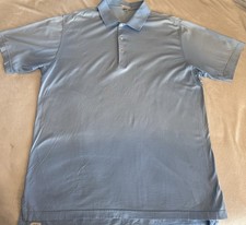 Peter Millar Men's Blue Golf Polo Shirt, Large, Short Sleeves Cotton, Activewear