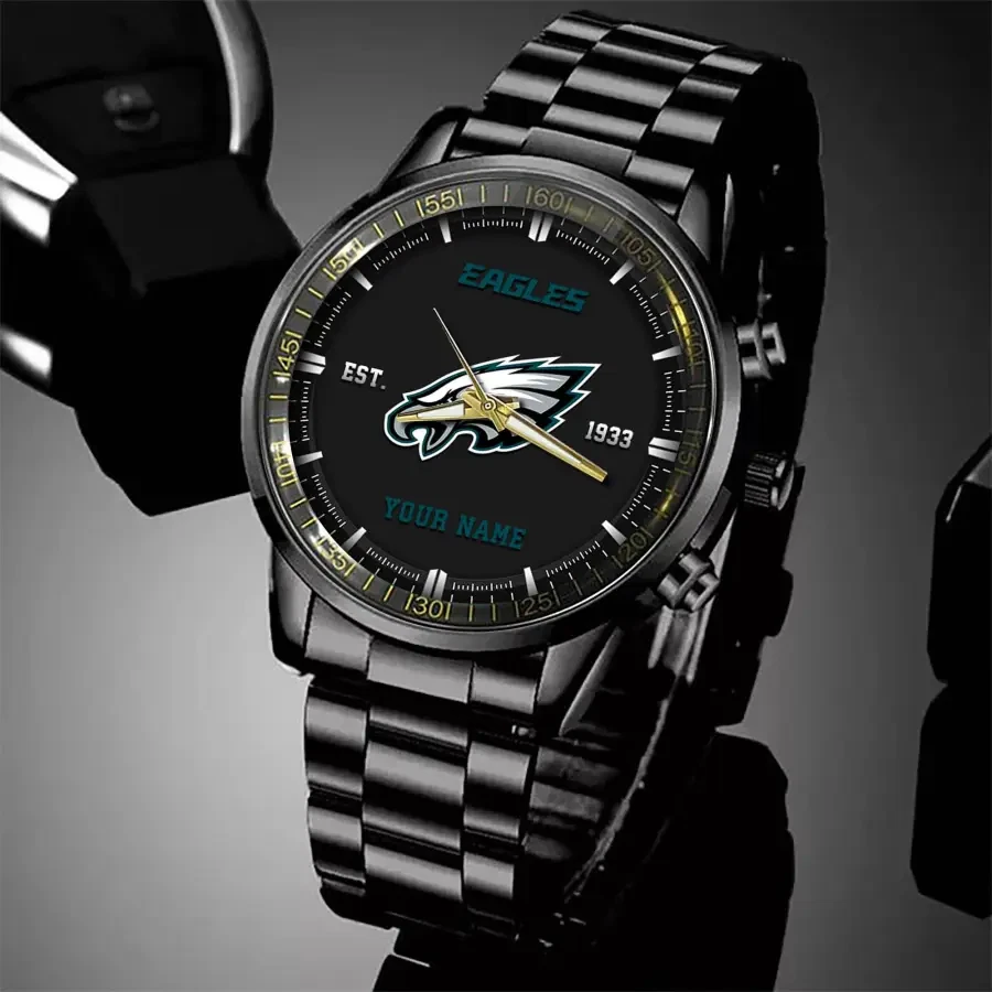 Philadelphia Football Team Eagless Black Steel Watch