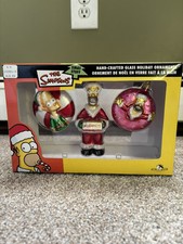 THE SIMPSONS HAND CRAFTED GLASS CHRISTMAS ORNAMENTS KURT ADLER 2004 NIB