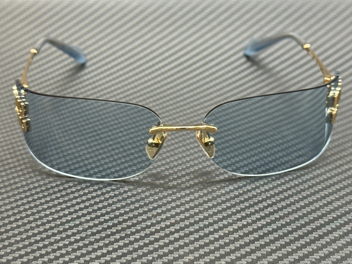 MIU MIU MU A51S ZVN10P Gold Blue Women's 75 mm Sunglasses | eBay