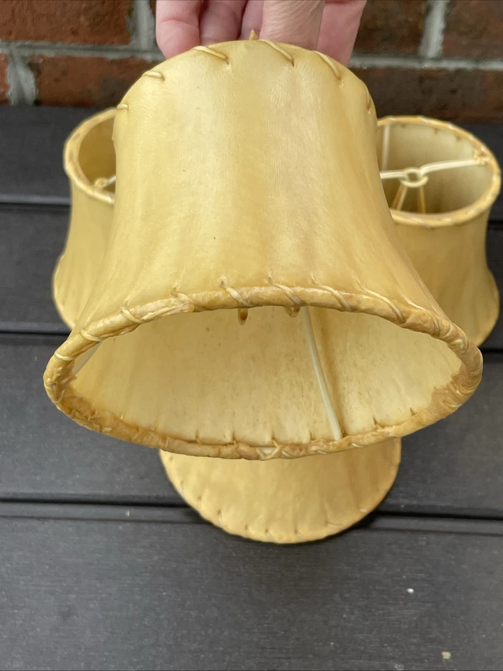 Conjunto de 4 lustre de couro cru com clipe abajur sombra rancho rústico lodge sudoeste - Imagem 2 de 4