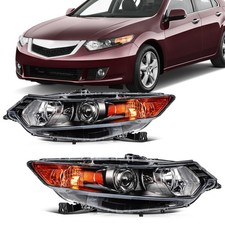 Pair Headlights for Acura TSX 2009-2014 Black Housing Clear Lens 33101TL0A02